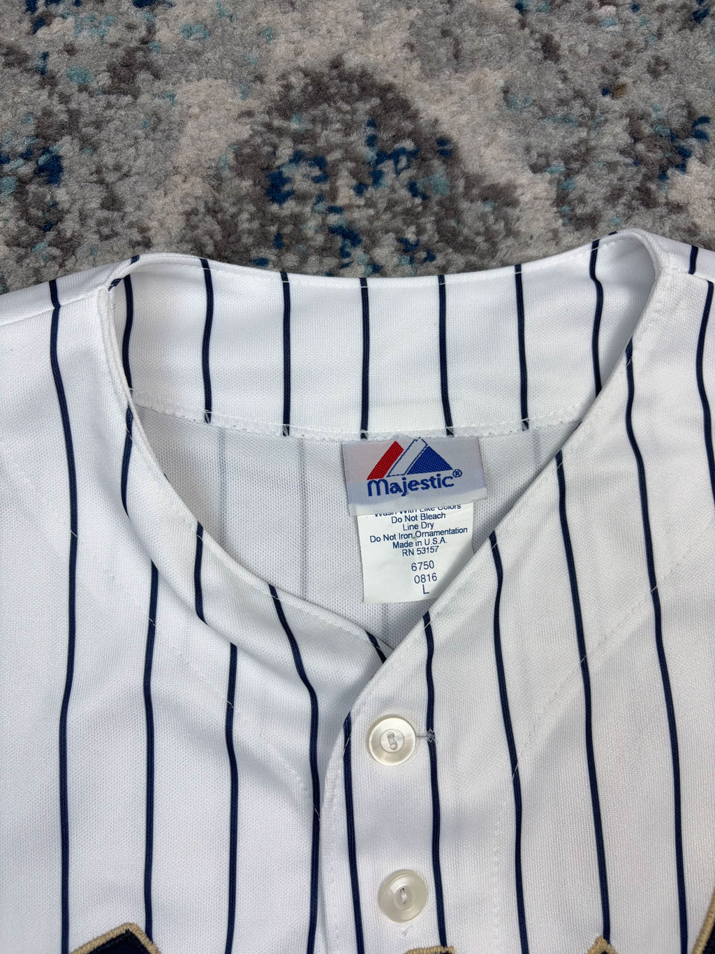 Vintage Notre Dame Fighting Irish NCAA Majestic Pinstripe Baseball Jersey Size Large