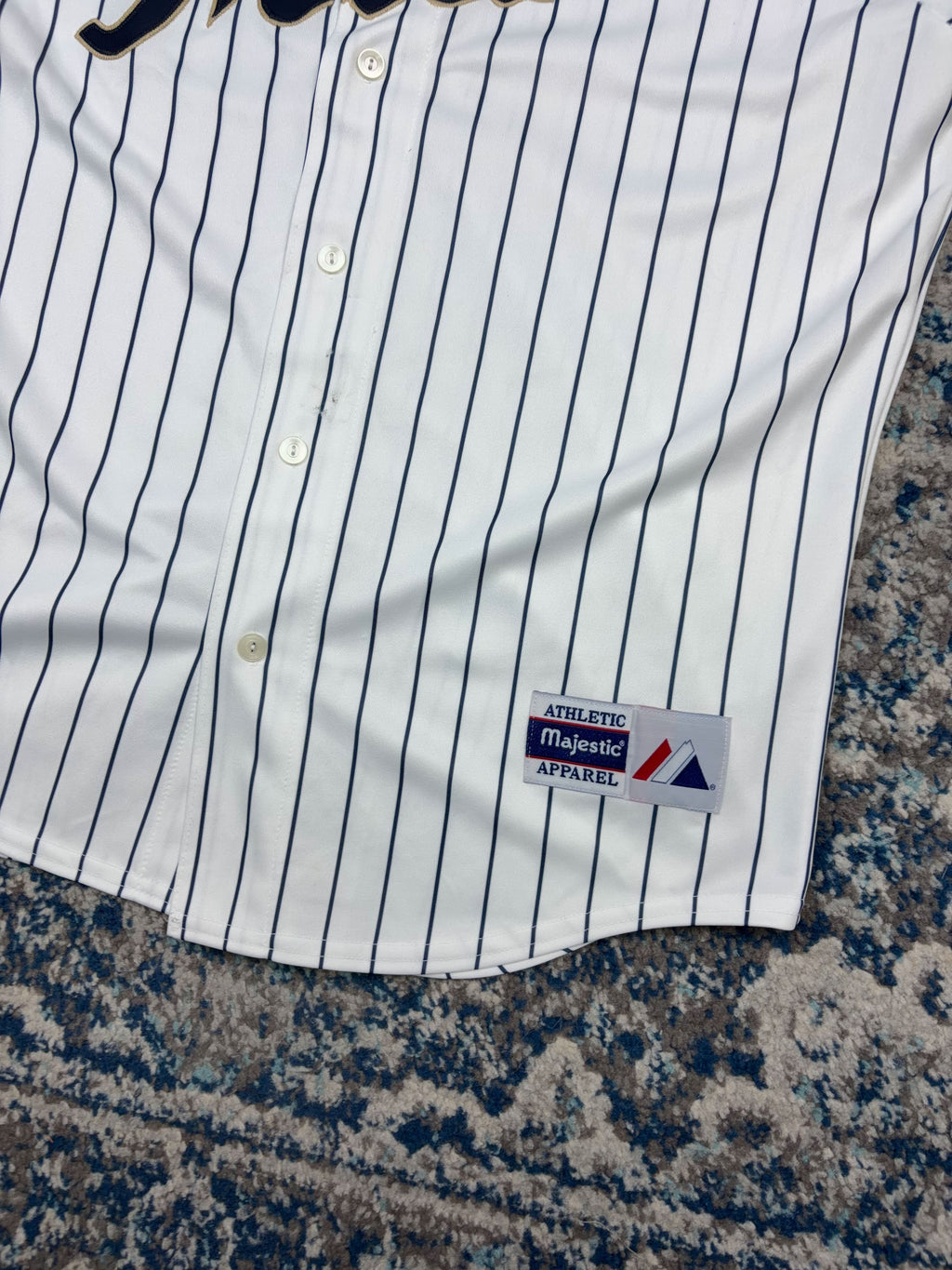 Vintage Notre Dame Fighting Irish NCAA Majestic Pinstripe Baseball Jersey Size Large