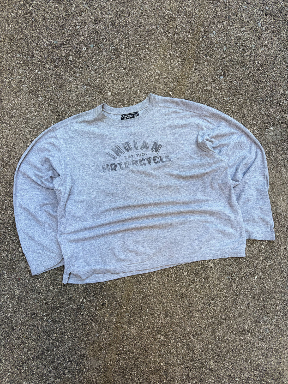 Vintage 90s Indian Motorcycle Arc Spellout Graphic Long Sleeve T-Shirt Size Large