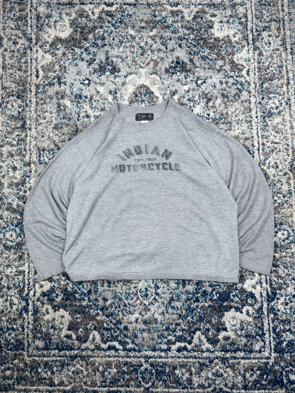 Vintage 90s Indian Motorcycle Arc Spellout Graphic Long Sleeve T-Shirt Size Large