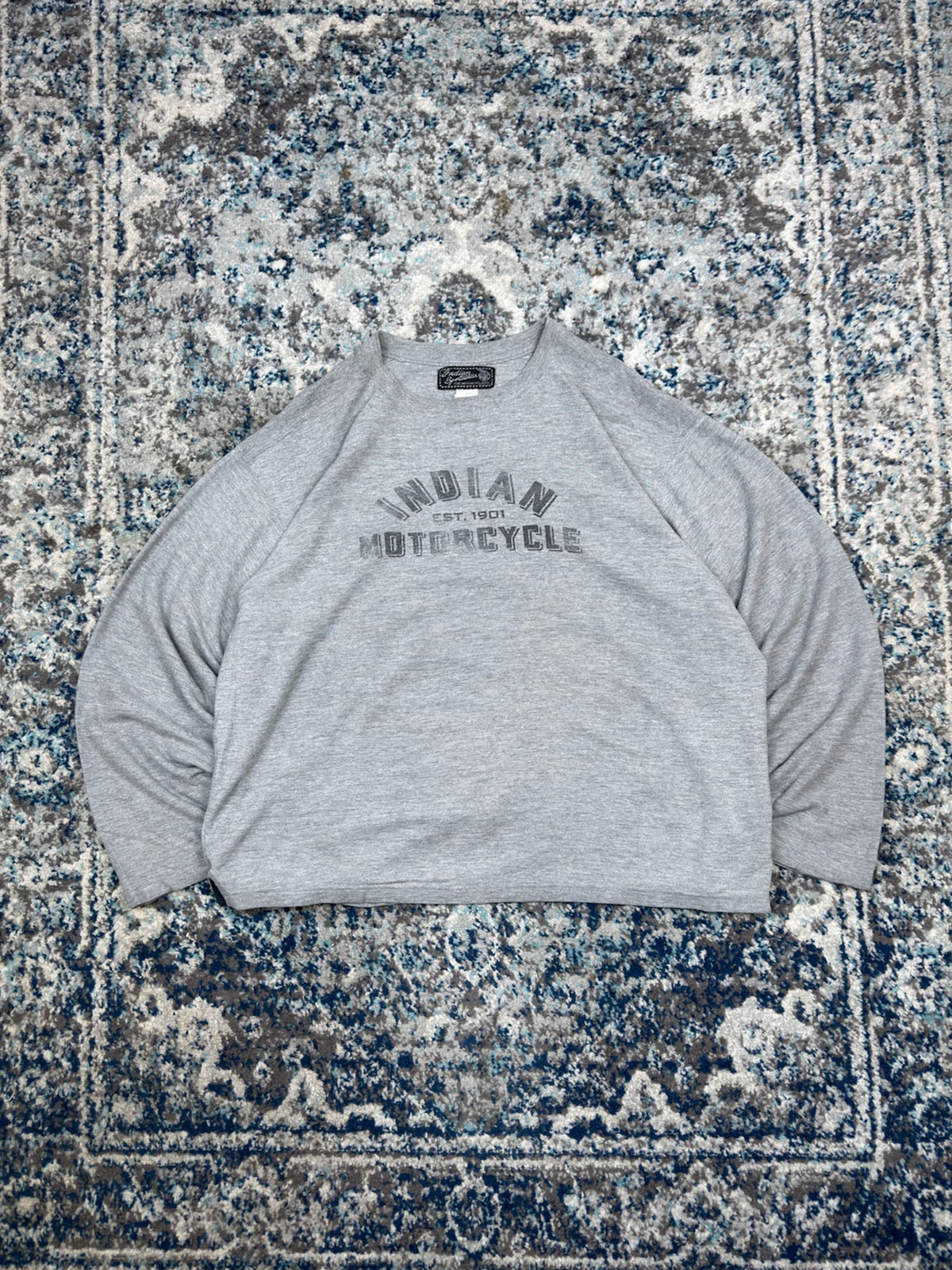 Vintage 90s Indian Motorcycle Arc Spellout Graphic Long Sleeve T-Shirt Size Large