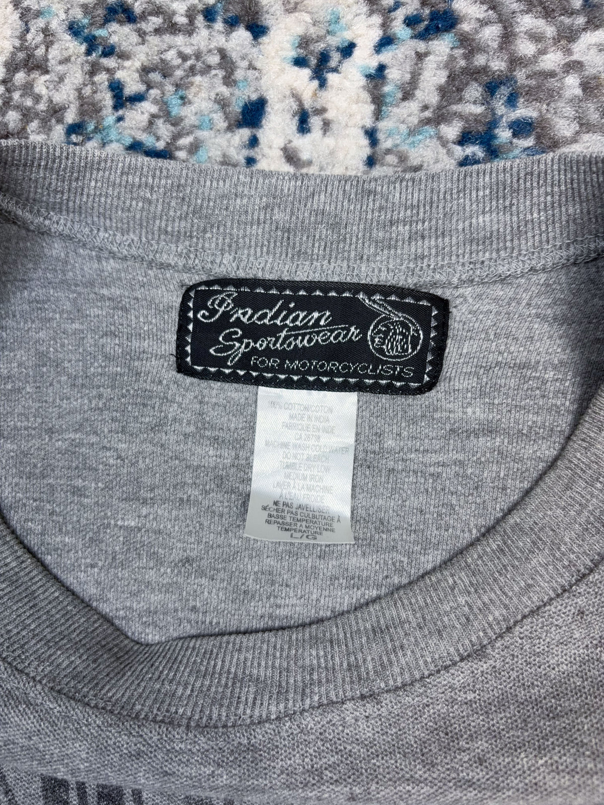 Vintage 90s Indian Motorcycle Arc Spellout Graphic Long Sleeve T-Shirt Size Large