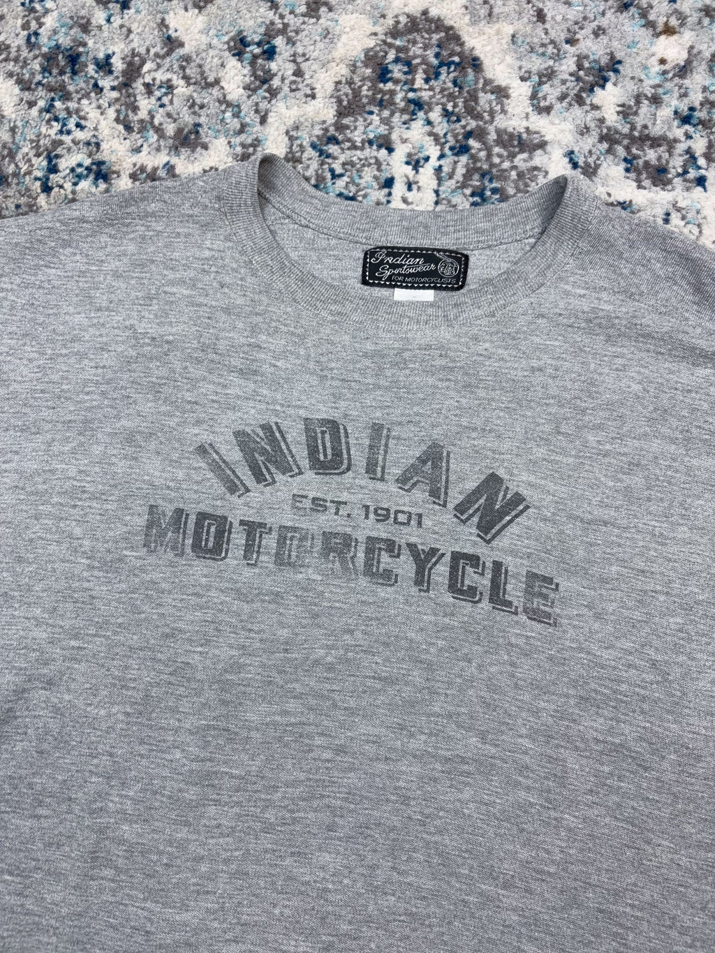 Vintage 90s Indian Motorcycle Arc Spellout Graphic Long Sleeve T-Shirt Size Large