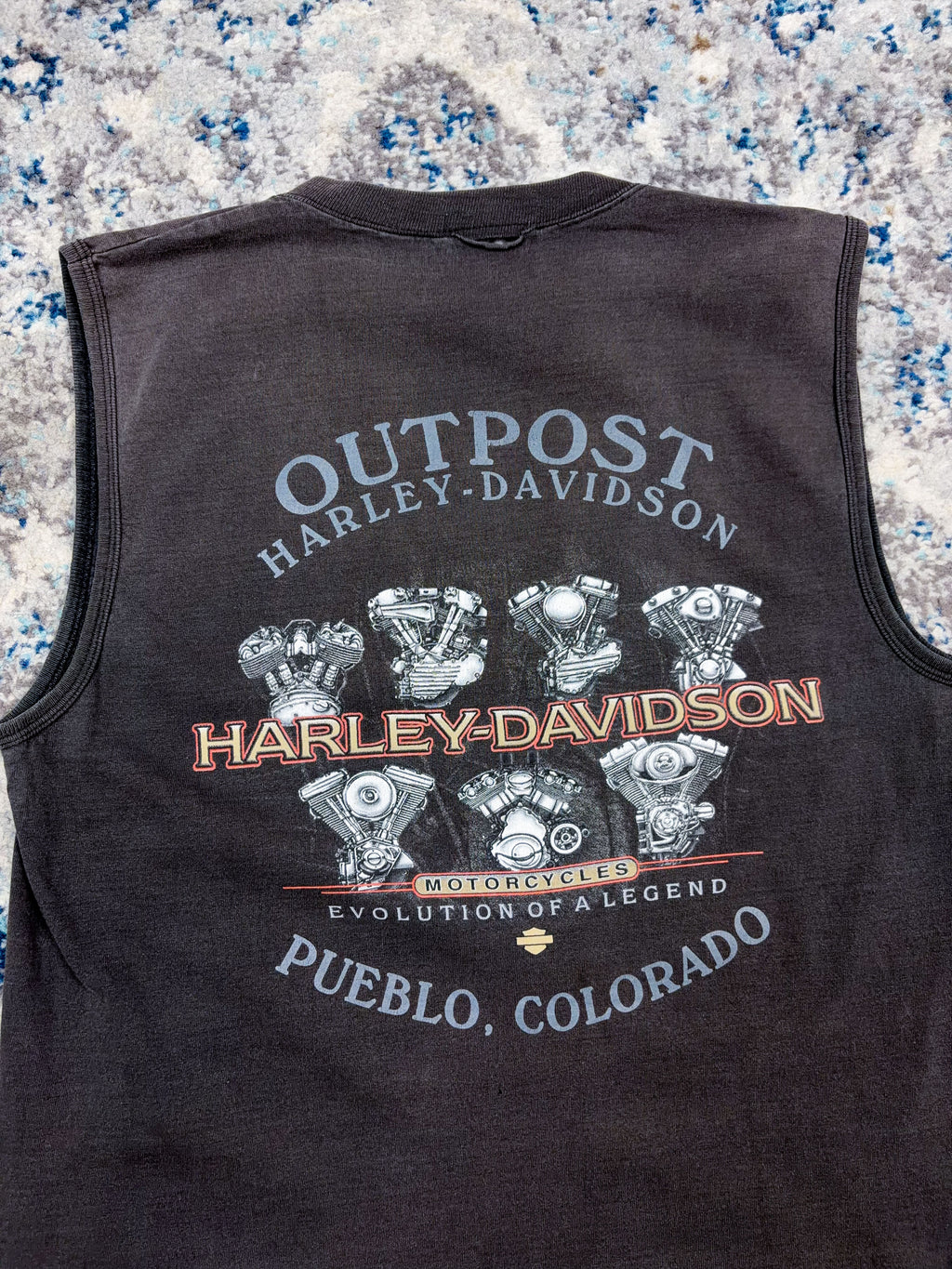 Vintage 2003 Harley Davison 100th Anniversary Flame Spellout Sleeveless T-Shirt Size Small