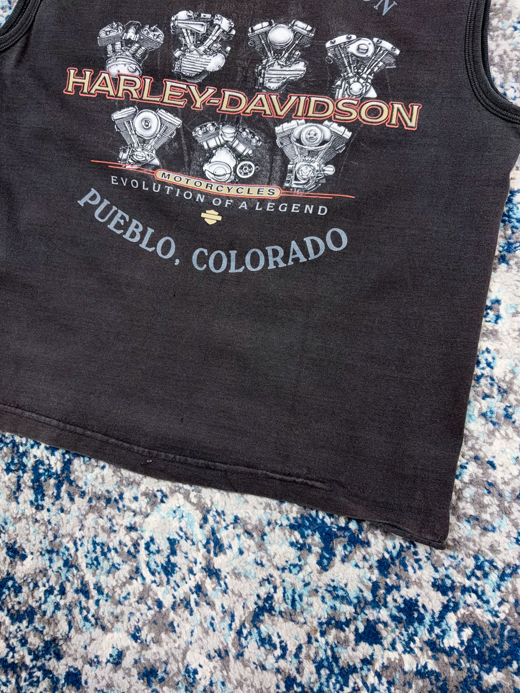 Vintage 2003 Harley Davison 100th Anniversary Flame Spellout Sleeveless T-Shirt Size Small