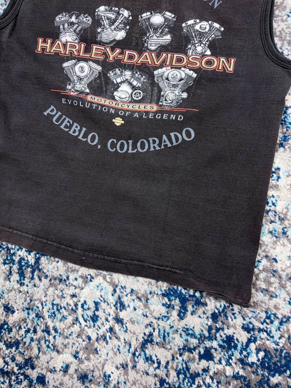 Vintage 2003 Harley Davison 100th Anniversary Flame Spellout Sleeveless T-Shirt Size Small