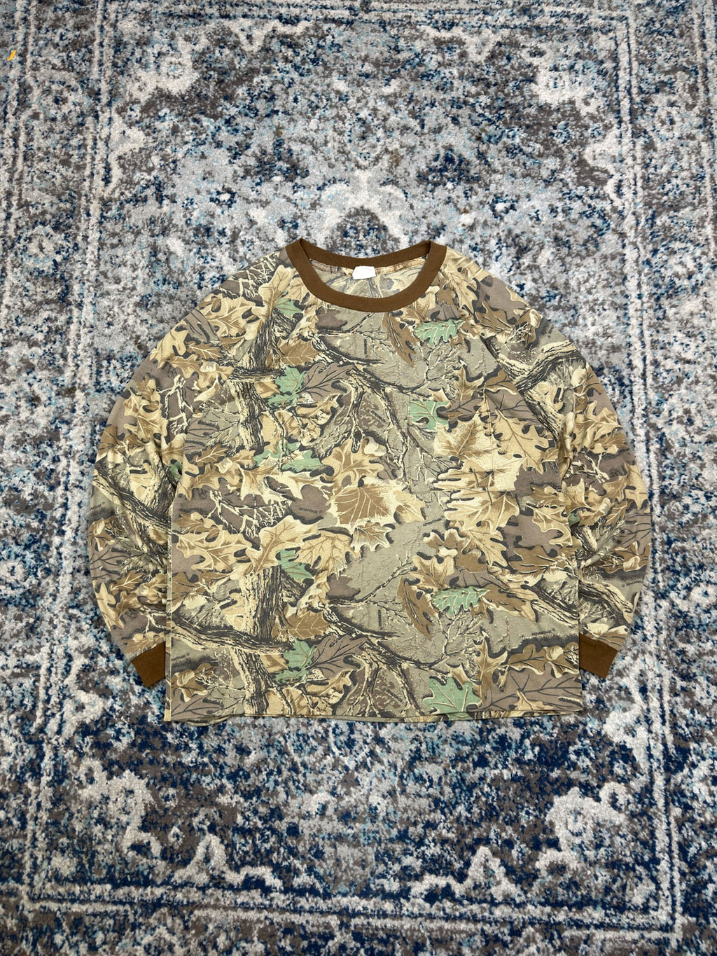 Vintage 90s Advantage Timber Camo Single Pocket Long Sleeve Hunting T-Shirt Size XL