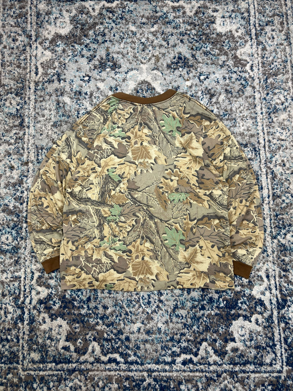Vintage 90s Advantage Timber Camo Single Pocket Long Sleeve Hunting T-Shirt Size XL