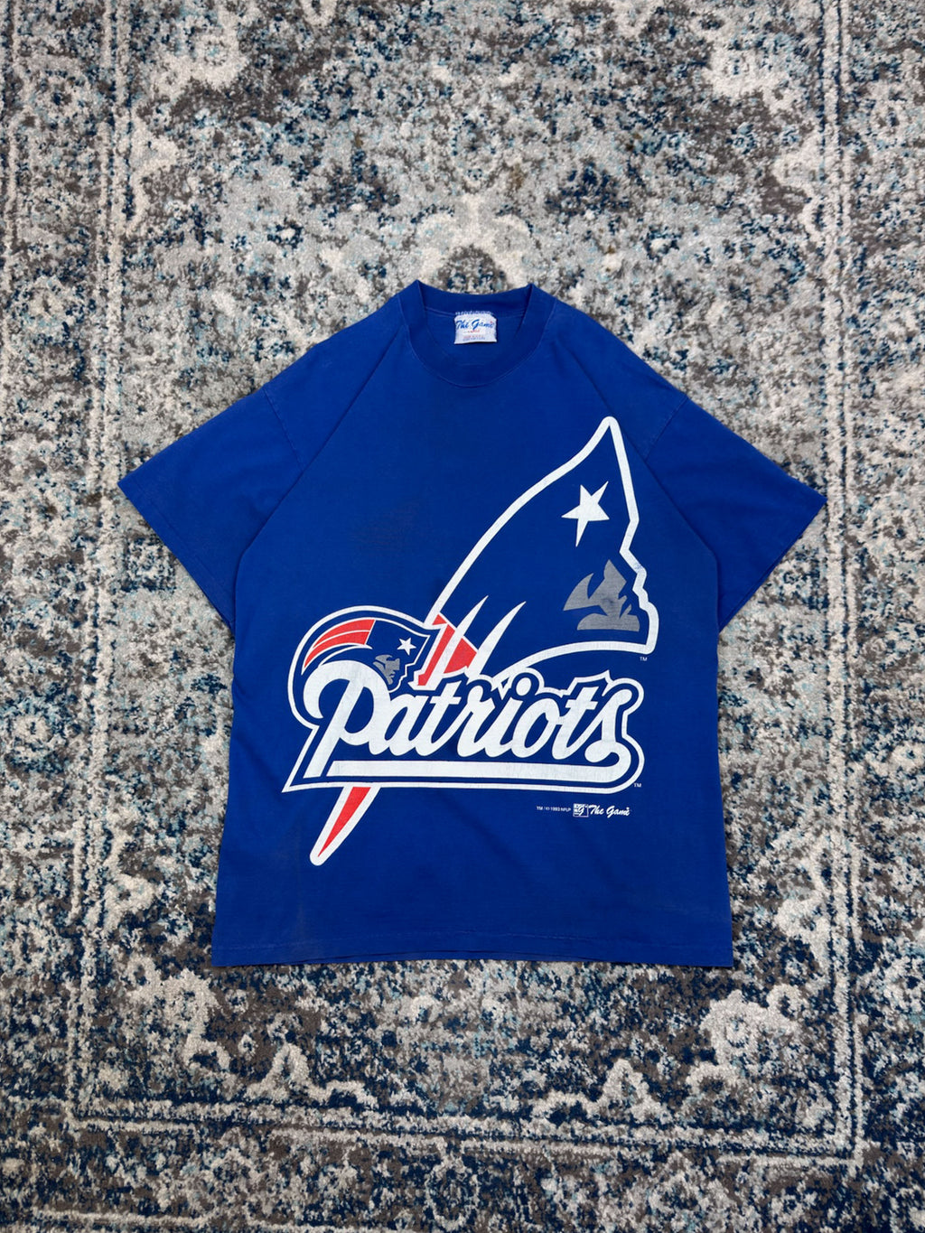 Vintage 1993 New England Patriots NFL Big Logo Graphic T-Shirt Size Large