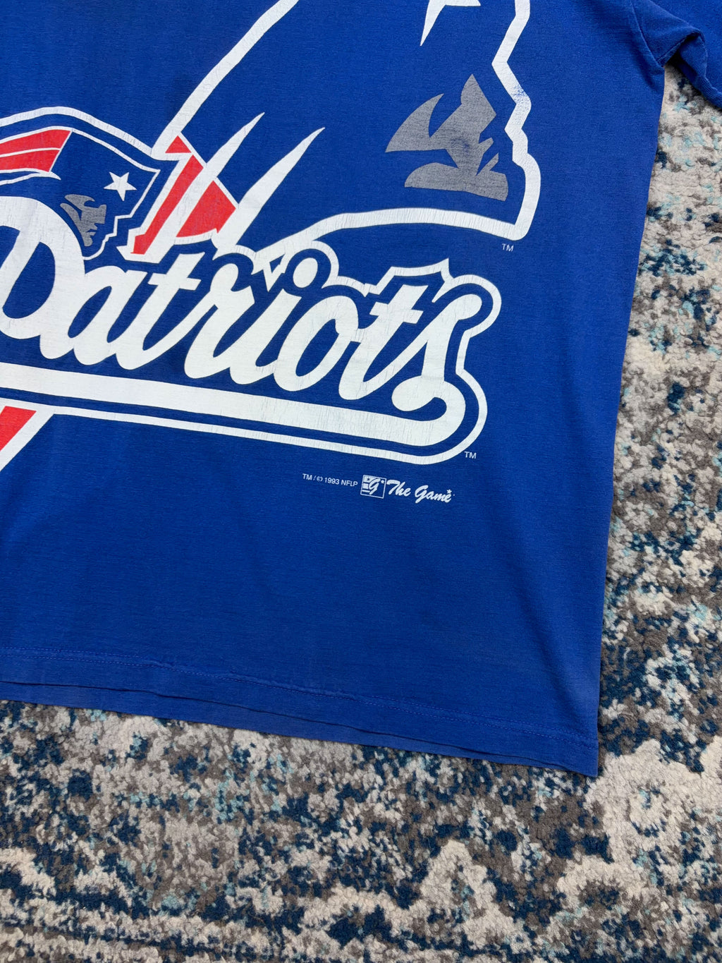 Vintage 1993 New England Patriots NFL Big Logo Graphic T-Shirt Size Large