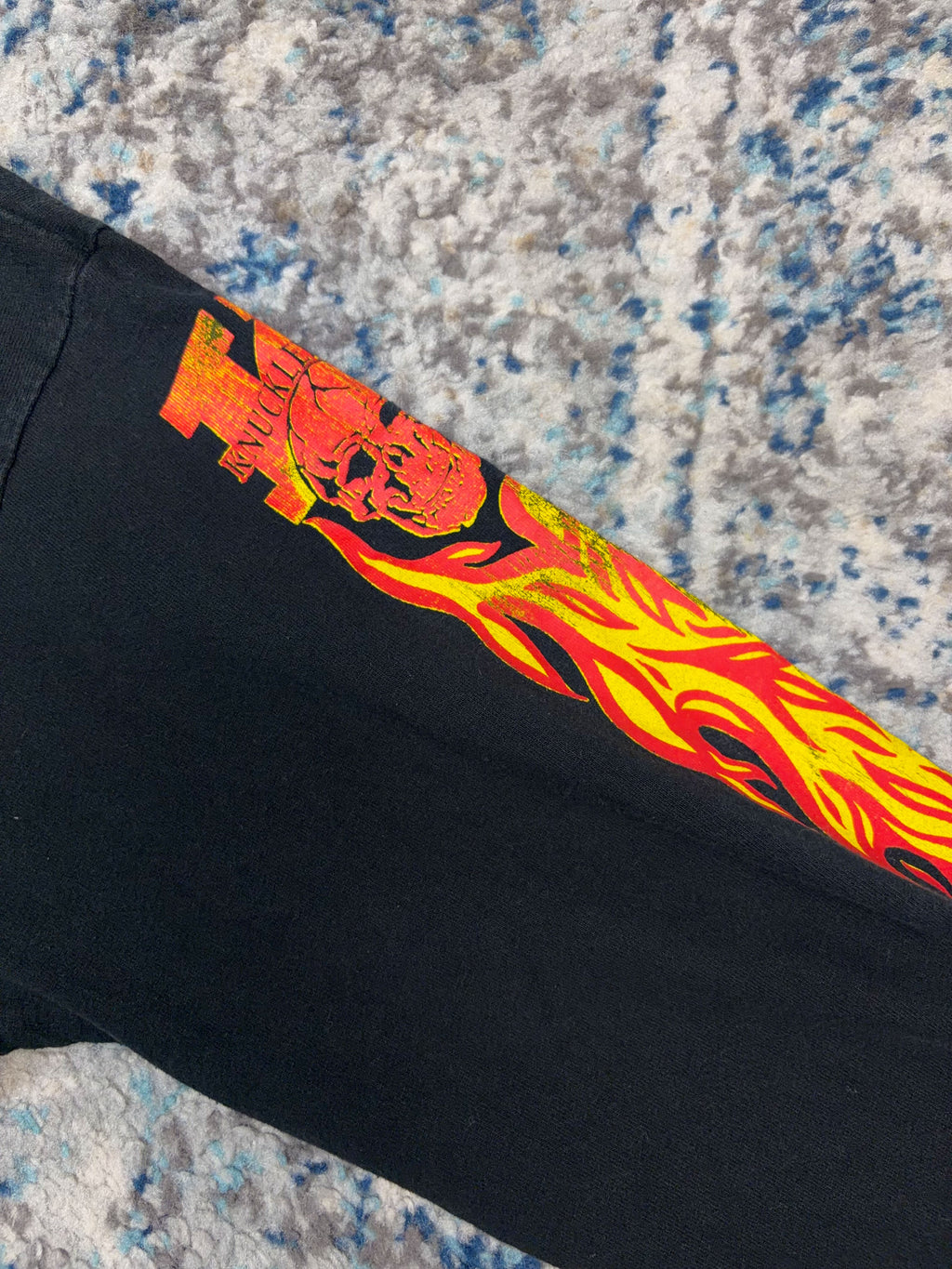 Vintage Knucklehead Saloon Flame Sleeve Graphic Long Sleeve T-Shirt Size Large