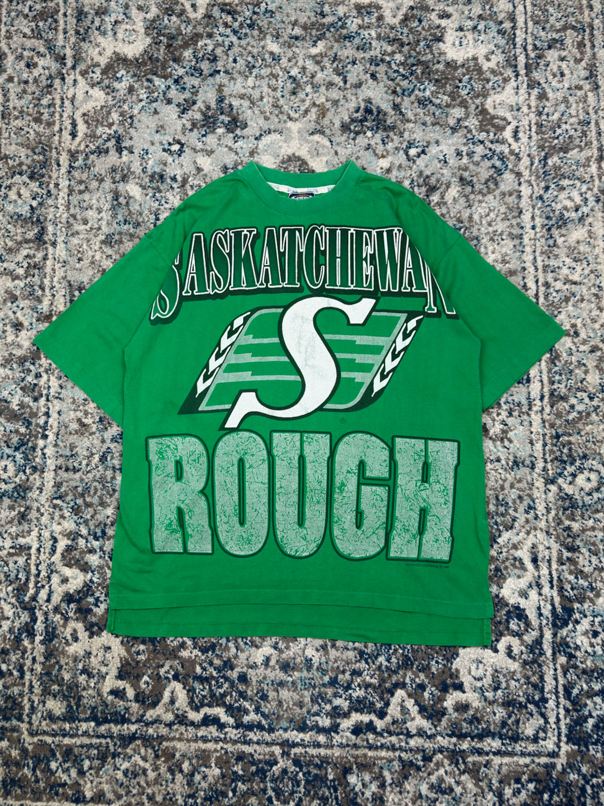 Vintage 1993 Saskatchewan Roughriders CFL Big Graphic Football T-Shirt Size XL