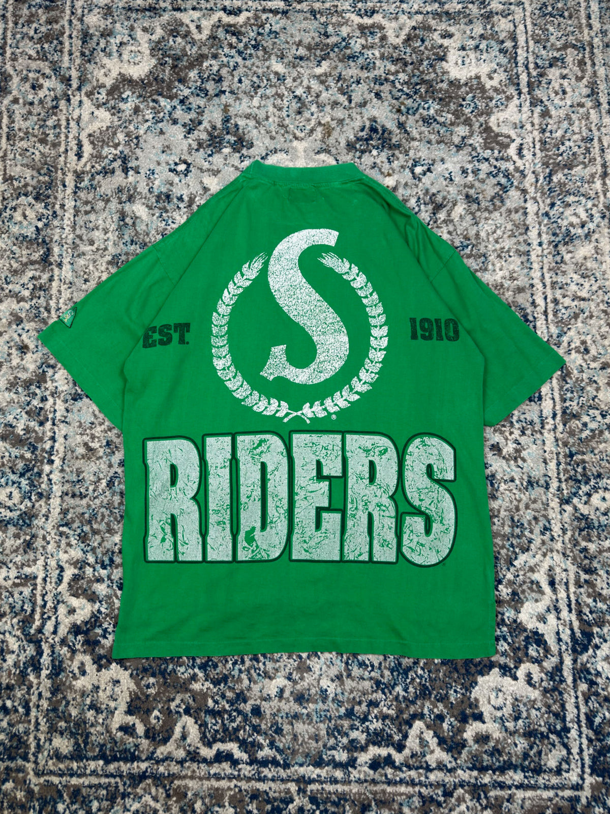 Vintage 1993 Saskatchewan Roughriders CFL Big Graphic Football T-Shirt Size XL