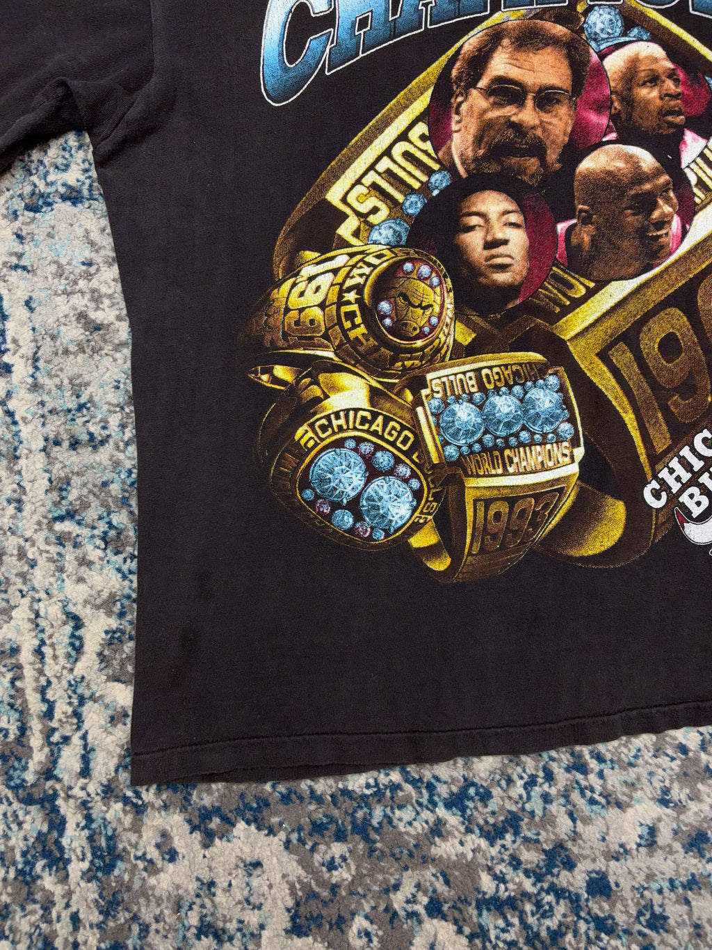 Vintage 1996 Chicago Bulls NBA Championship Ring Bootleg Graphic T-Shirt Size XL
