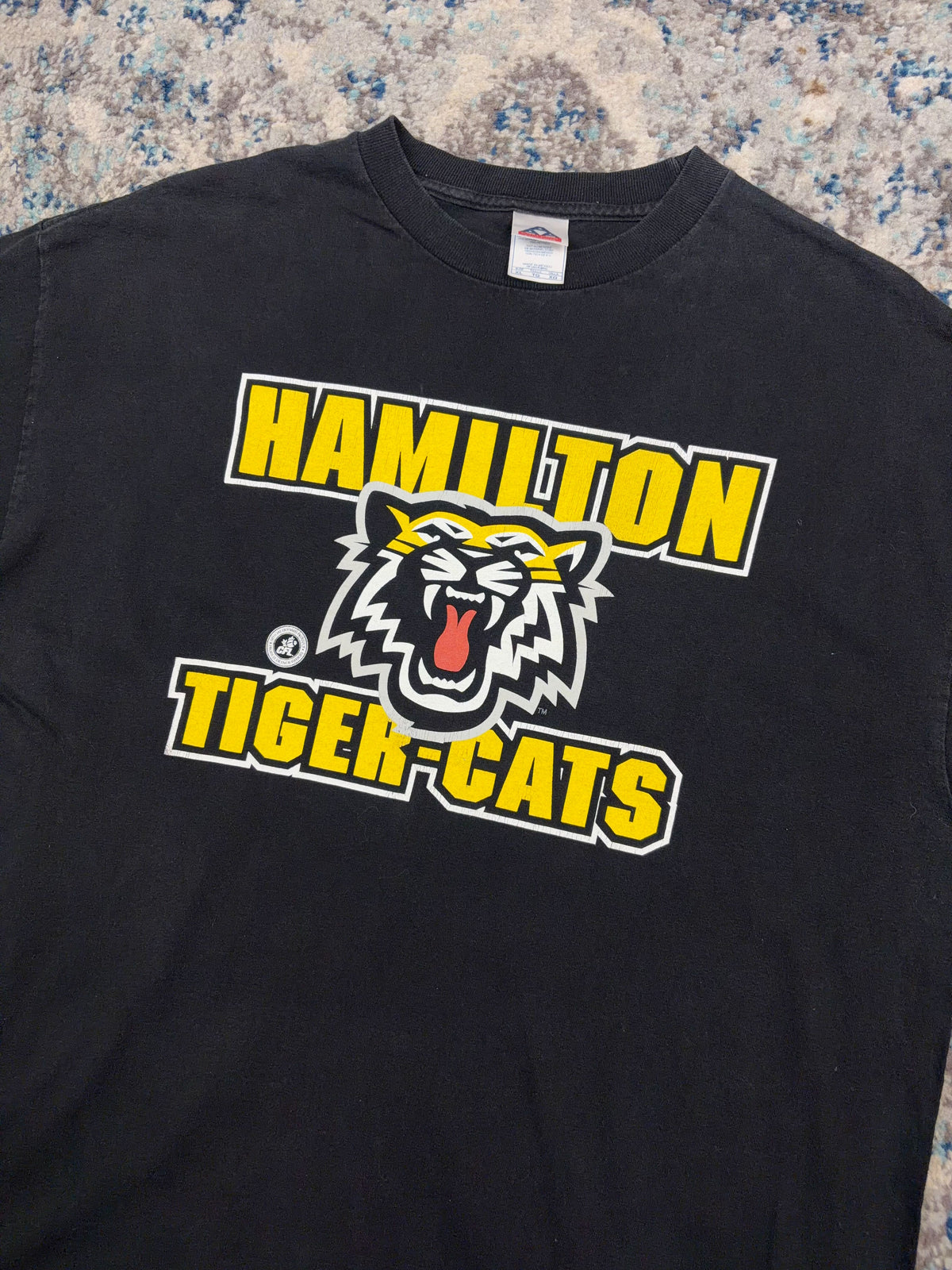 Vintage Hamilton Tiger Cats CFL Logo Spellout Long Sleeve T-Shirt Size XL