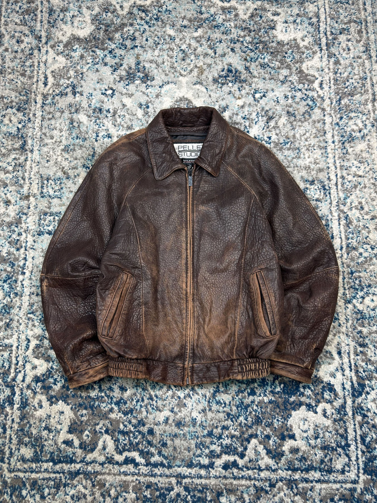 Vintage Pelle Studios Brown Leather Bomber Jacket Size Small