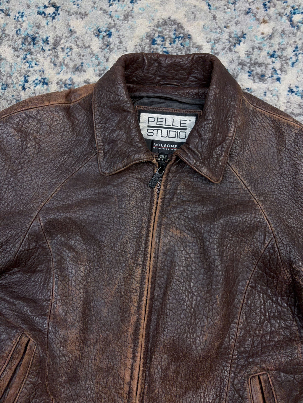 Vintage Pelle Studios Brown Leather Bomber Jacket Size Small