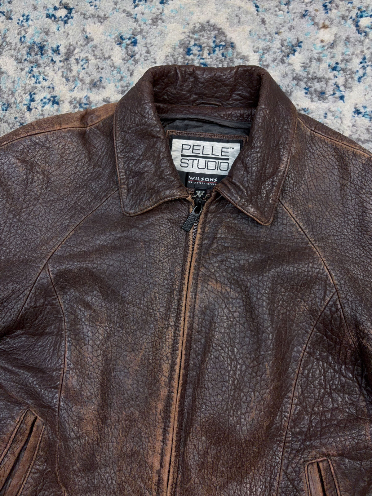 Vintage Pelle Studios Brown Leather Bomber Jacket Size Small