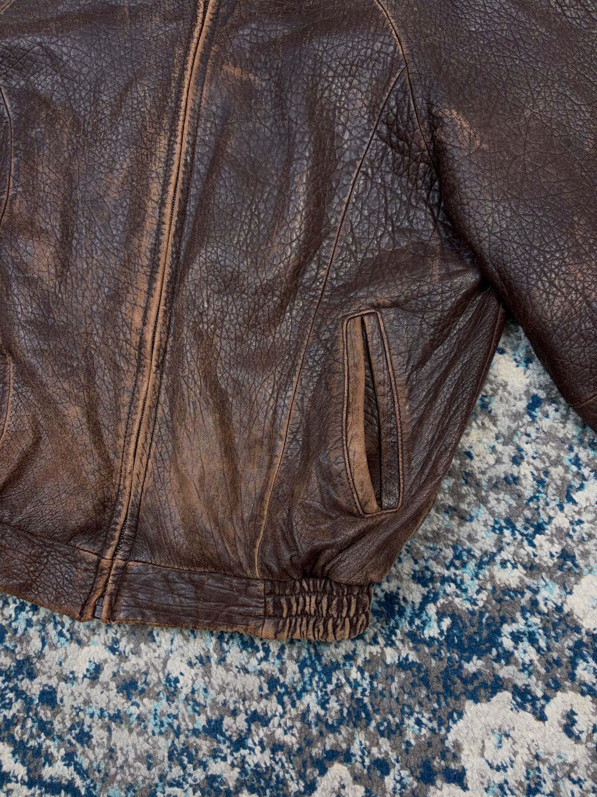 Vintage Pelle Studios Brown Leather Bomber Jacket Size Small