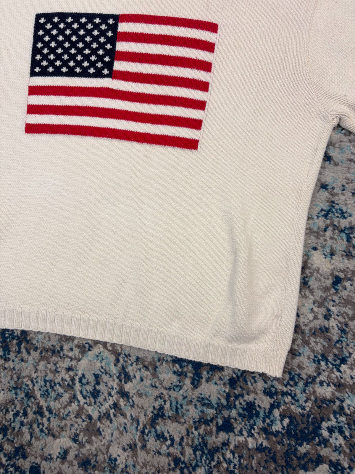 Vintage Womens Cherokee American Flag Graphic Pullover Knit Sweater Size XL