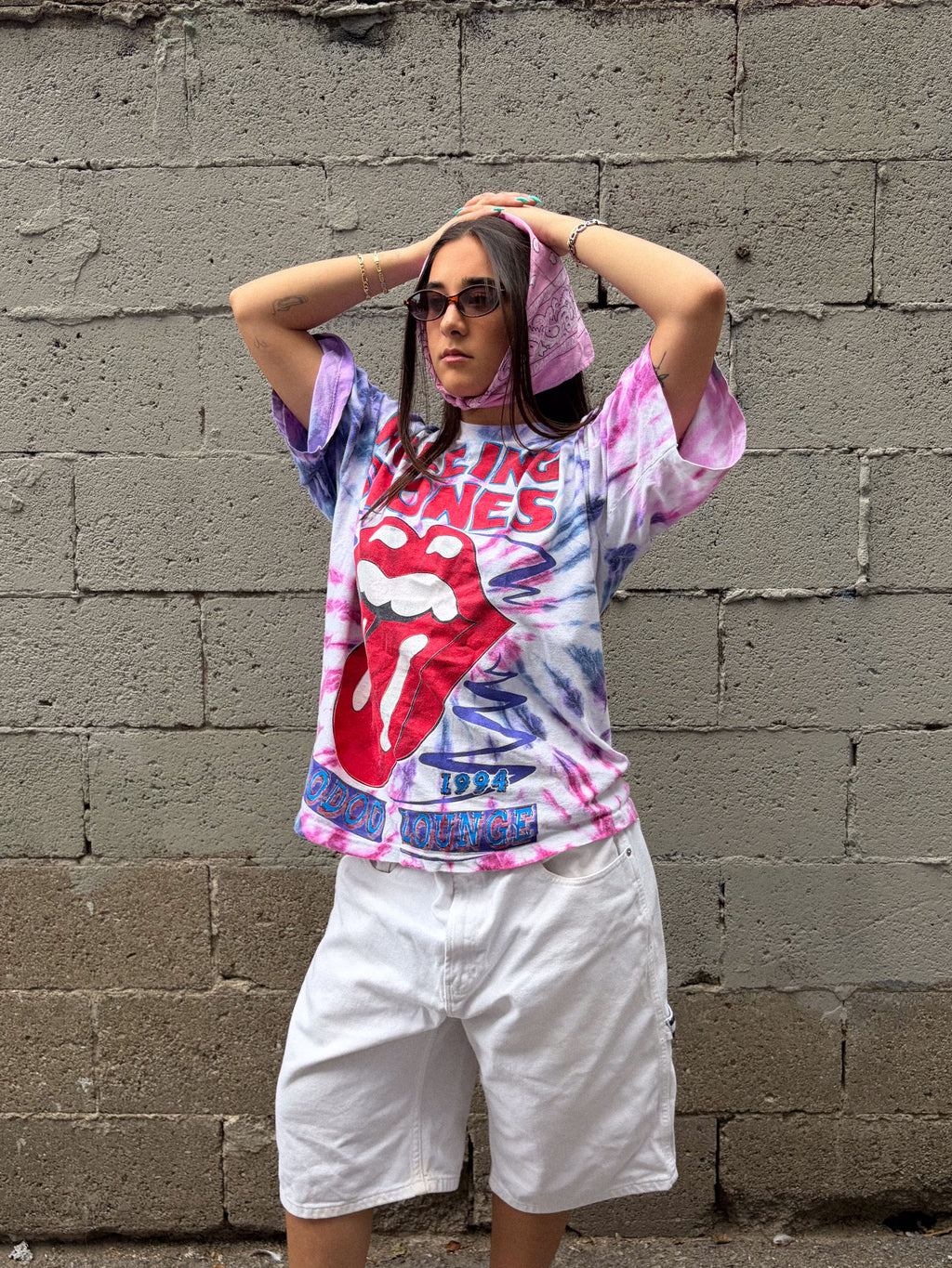 Vintage 1994 Rolling Stones Voodoo Lounge World Tour Graphic Tie Dye T-Shirt Size XL