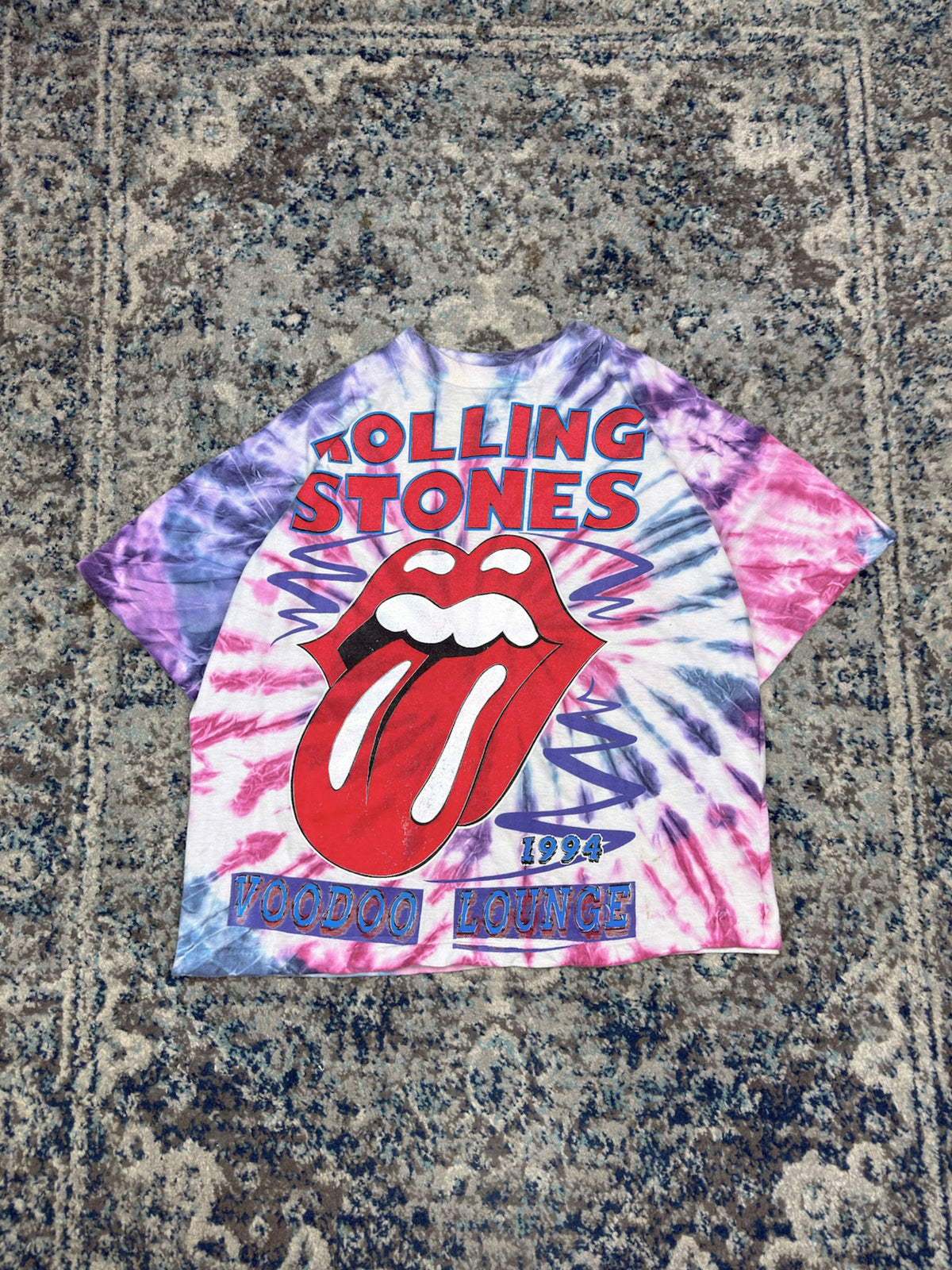 Vintage 1994 Rolling Stones Voodoo Lounge World Tour Graphic Tie Dye T-Shirt Size XL