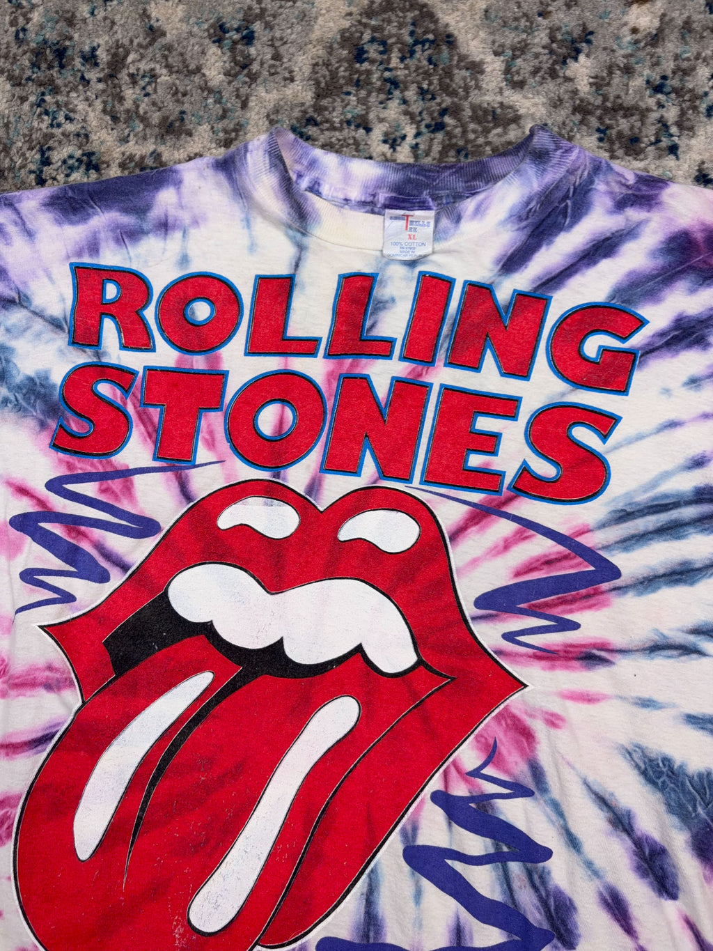 Vintage 1994 Rolling Stones Voodoo Lounge World Tour Graphic Tie Dye T-Shirt Size XL