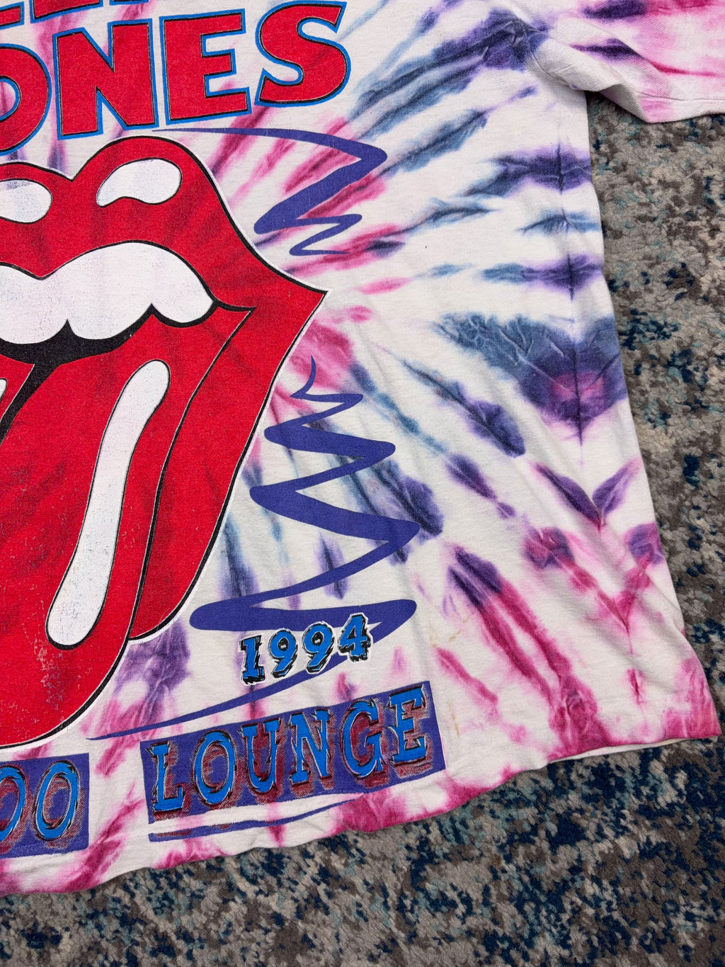 Vintage 1994 Rolling Stones Voodoo Lounge World Tour Graphic Tie Dye T-Shirt Size XL