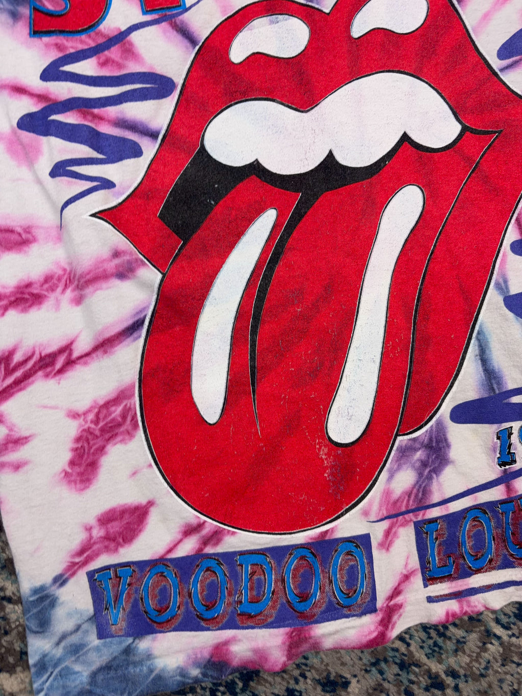Vintage 1994 Rolling Stones Voodoo Lounge World Tour Graphic Tie Dye T-Shirt Size XL