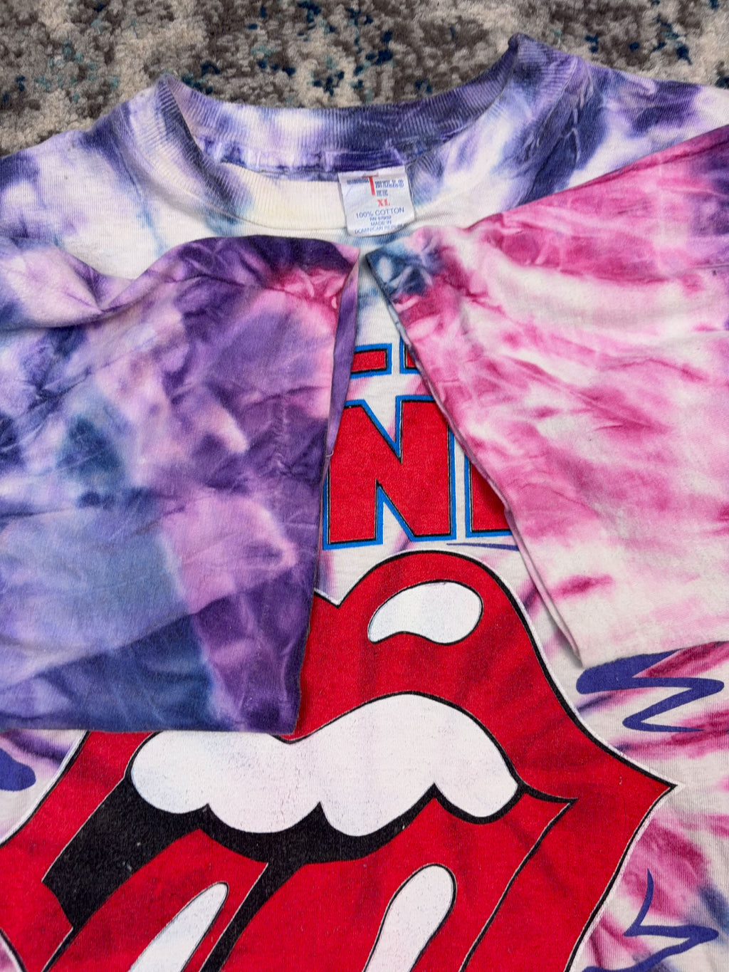 Vintage 1994 Rolling Stones Voodoo Lounge World Tour Graphic Tie Dye T-Shirt Size XL