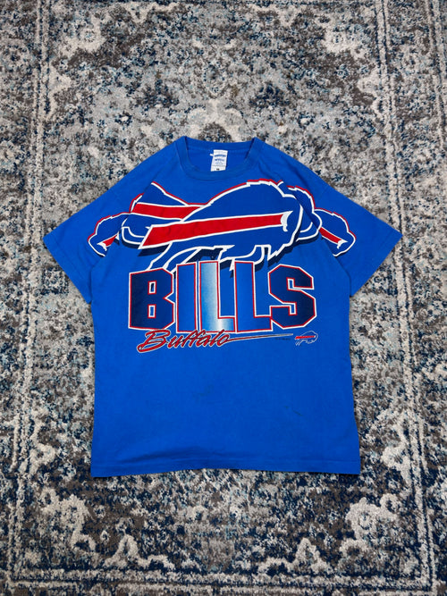 Vintage 1996 Buffalo Bills NFL Big Graphic Spellout Football  T-Shirt Size XL