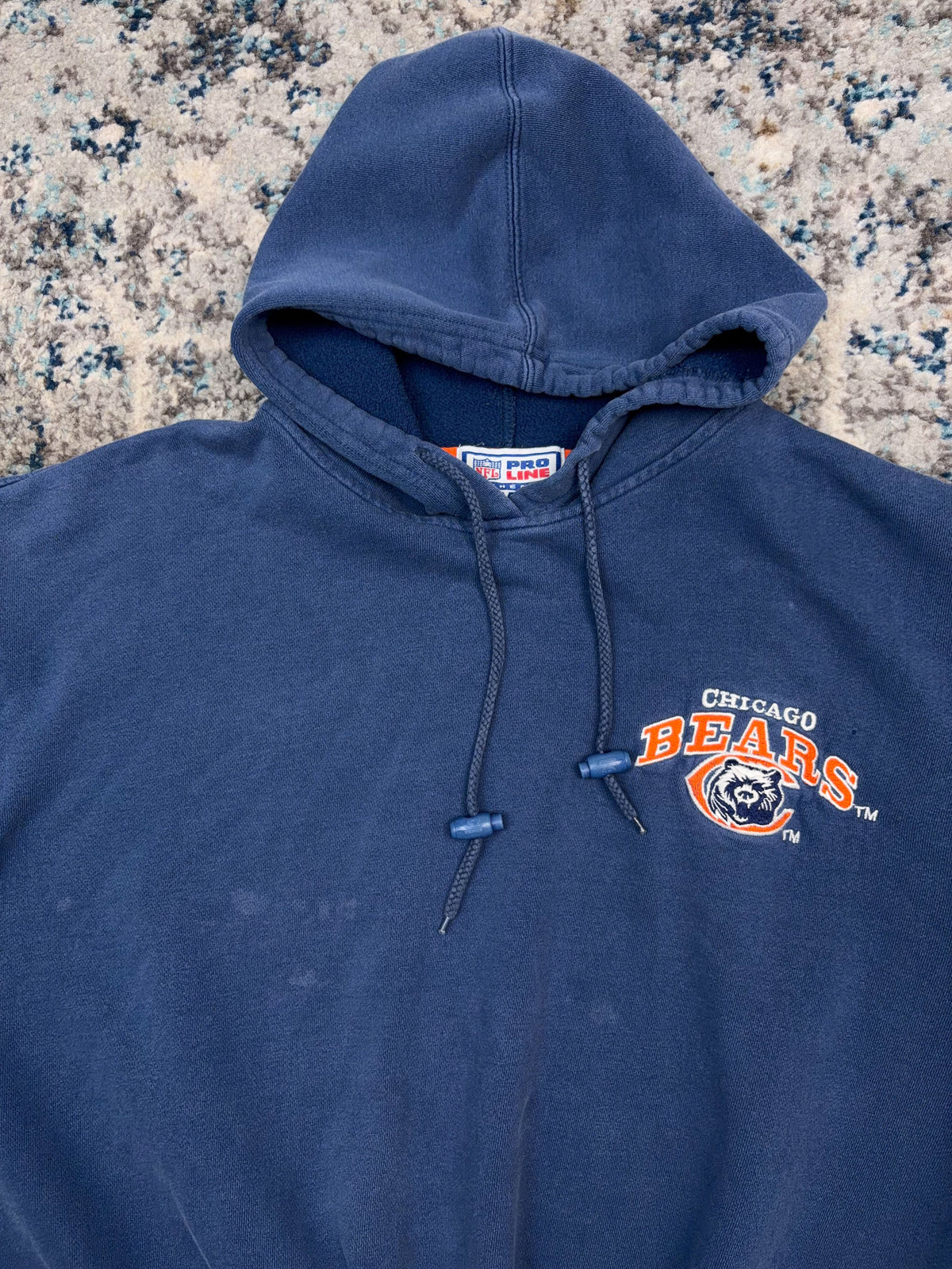 Vintage Chicago Bears NFL Embroidered Logo Spellout Hooded Starter Sweatshirt Size Medium