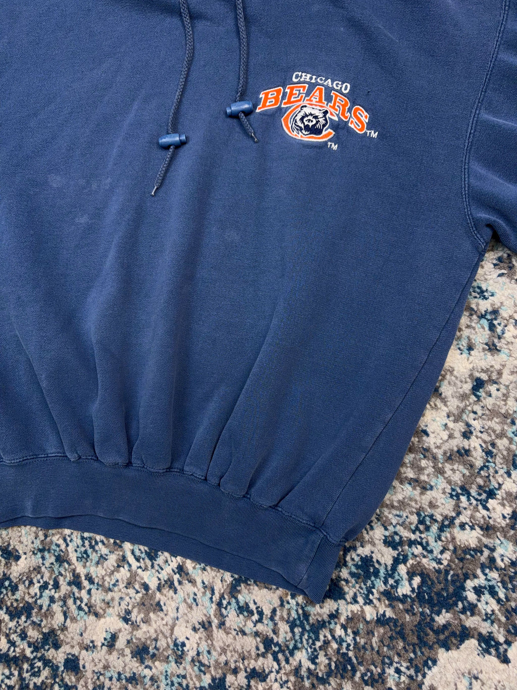 Vintage Chicago Bears NFL Embroidered Logo Spellout Hooded Starter Sweatshirt Size Medium