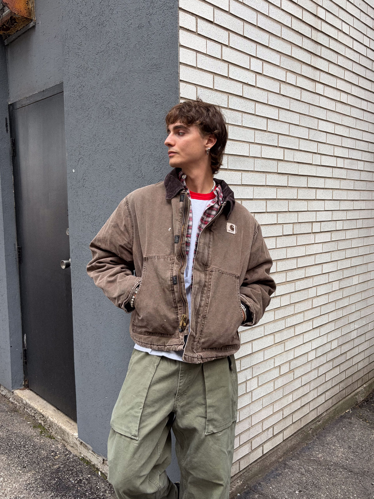 Vintage Carhartt Canvas Quilted Lined Cropped Arctic Workwear Jacket Size 2XL