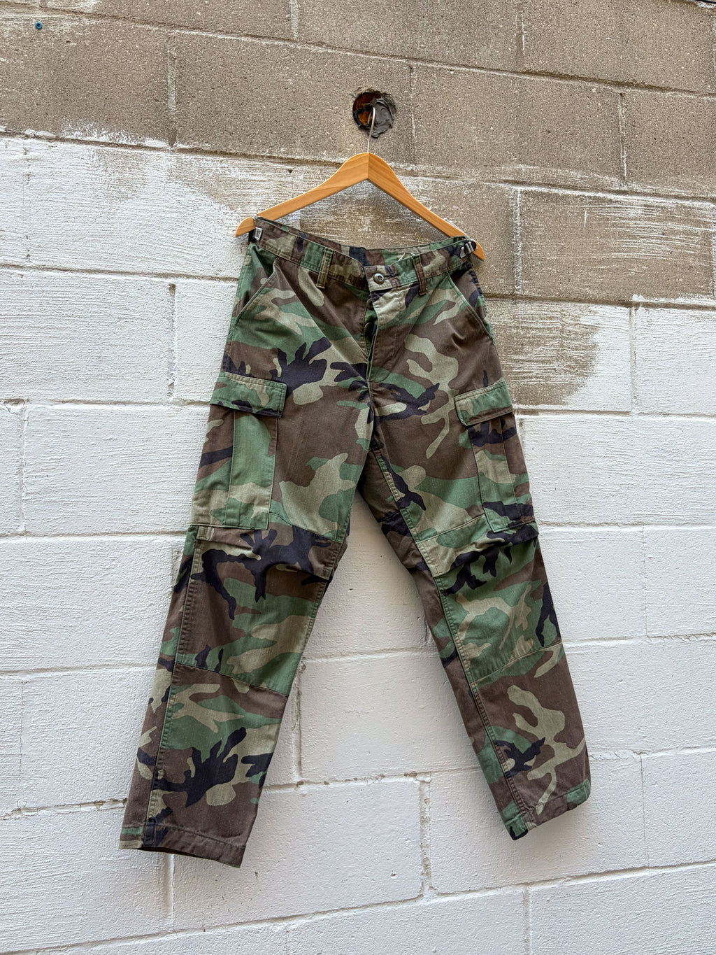 Vintage US Military Woodland Camo Battle Uniform Cargo Pants Size 30