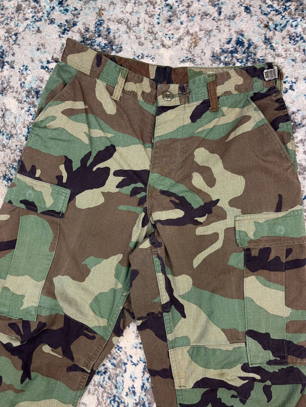 Vintage US Military Woodland Camo Battle Uniform Cargo Pants Size 30