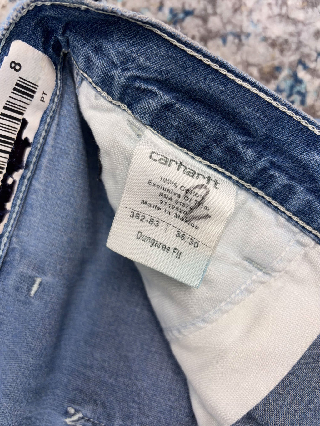 Vintage Carhartt Dungaree Fit Medium Wash Denim Five Pocket Workwear Pants Size 36