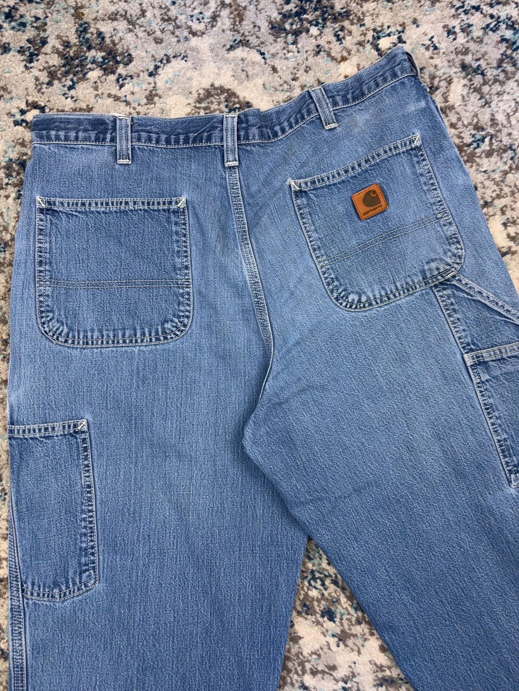 Vintage Carhartt Dungaree Fit Medium Wash Denim Five Pocket Workwear Pants Size 36