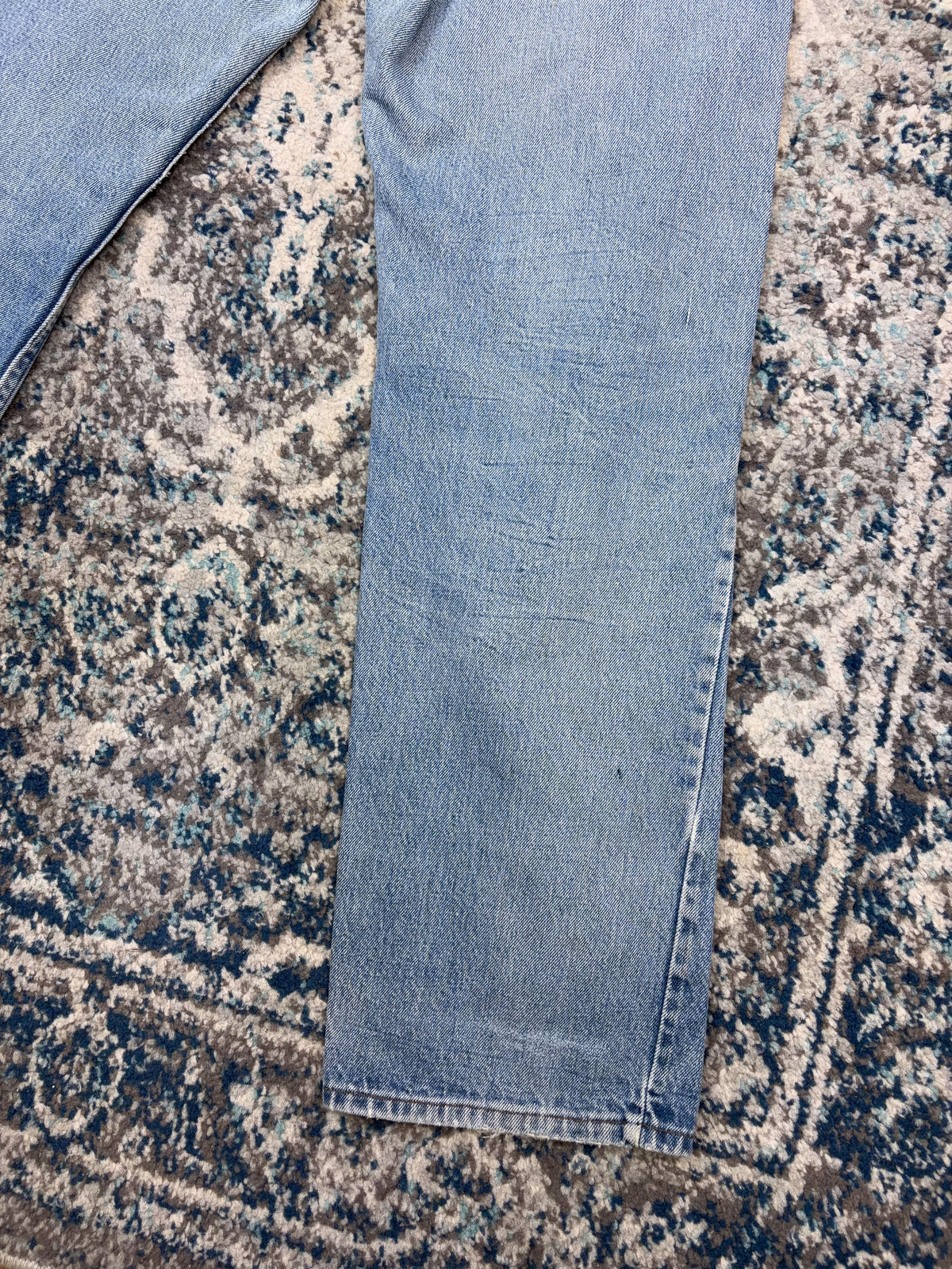 Vintage Plain Pockets Light Wash Thrashed Denim Double Knee Workwear Pants Size 36