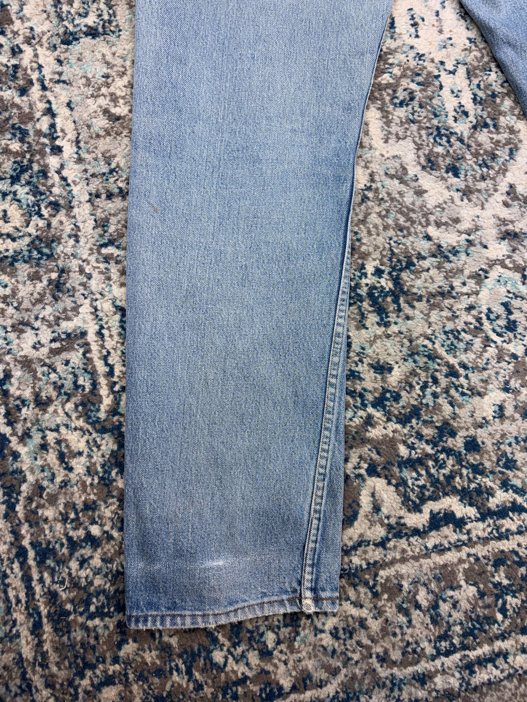 Vintage Plain Pockets Light Wash Thrashed Denim Double Knee Workwear Pants Size 36