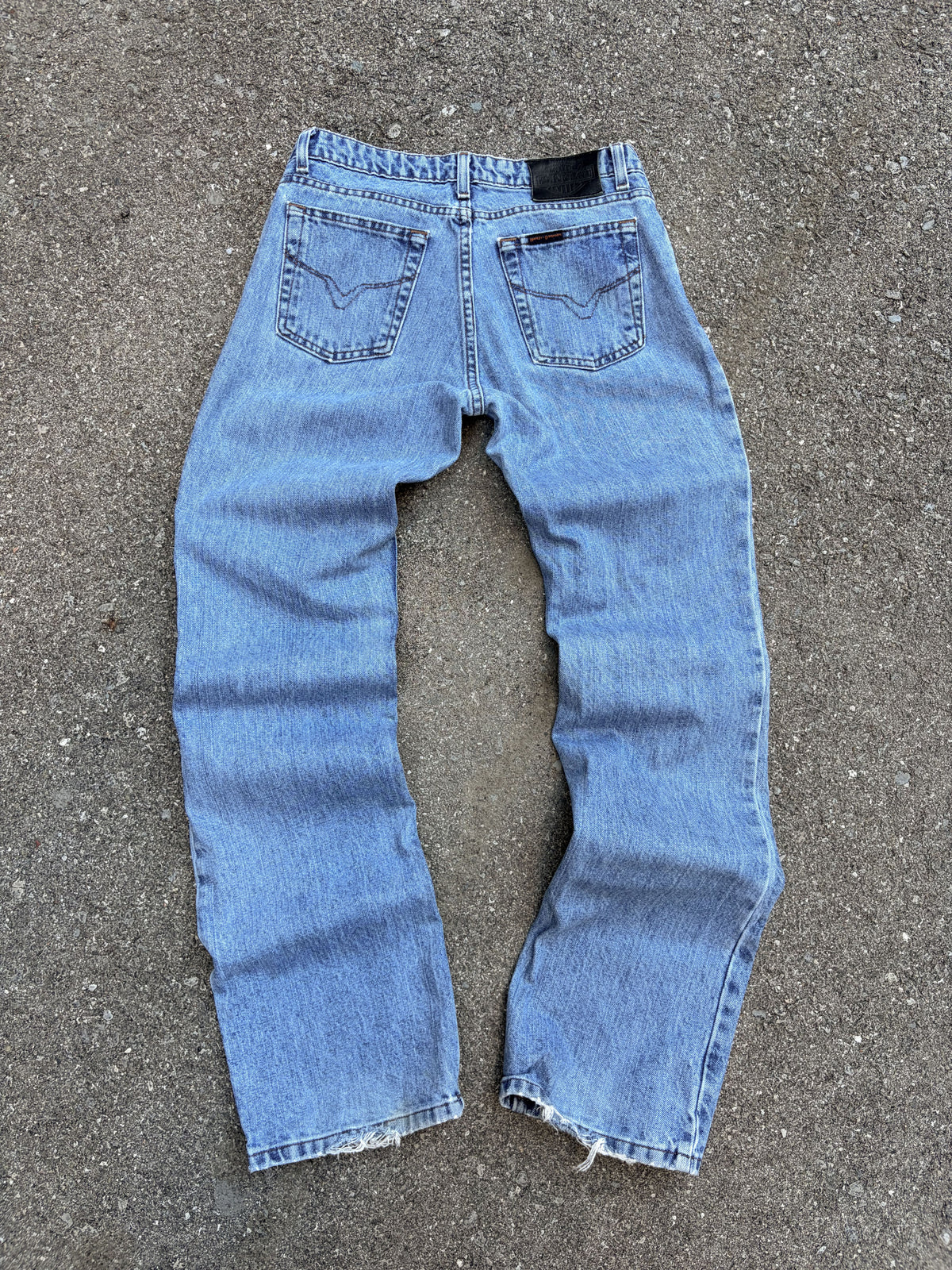 Vintage Womens Harley Davidson Slim Fit Medium Wash Denim Pants Size 30