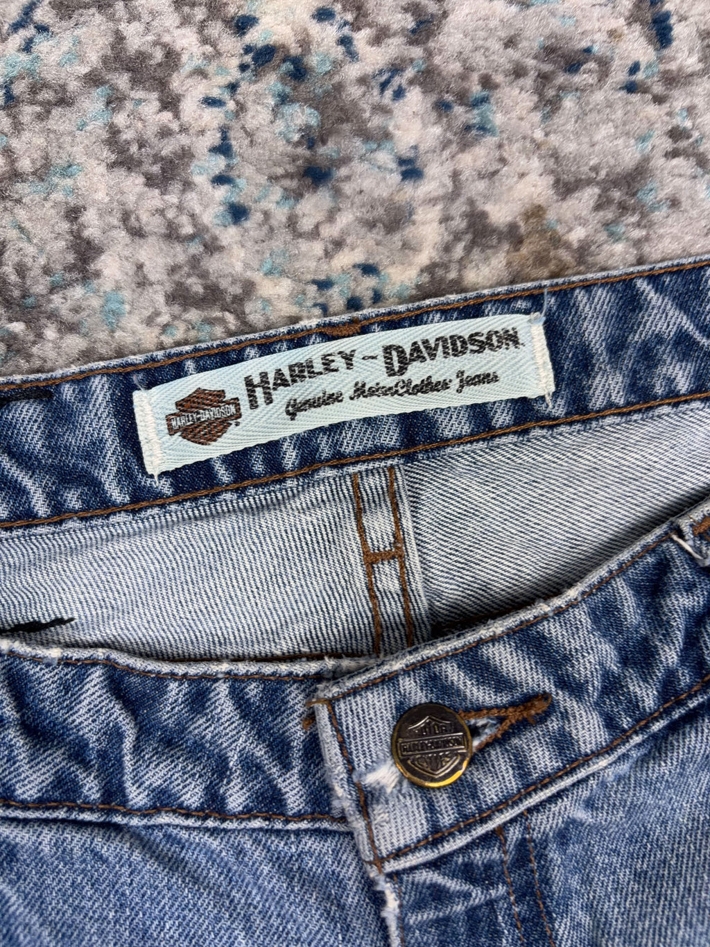 Vintage Womens Harley Davidson Slim Fit Medium Wash Denim Pants Size 30