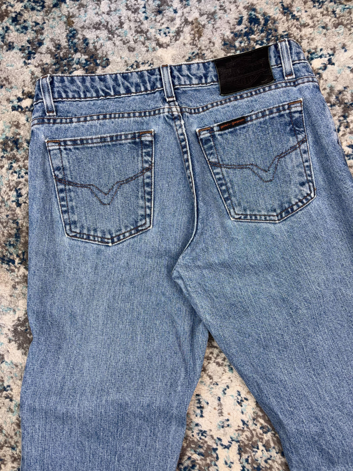 Vintage Womens Harley Davidson Slim Fit Medium Wash Denim Pants Size 30