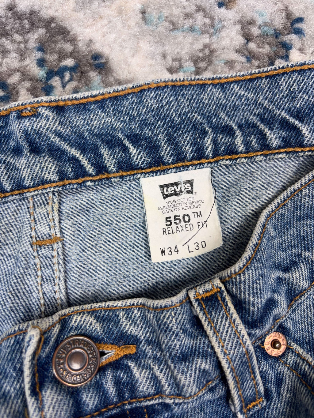 Vintage 90s Levis 550 Orange Tab Medium Wash Denim Pants Size 32