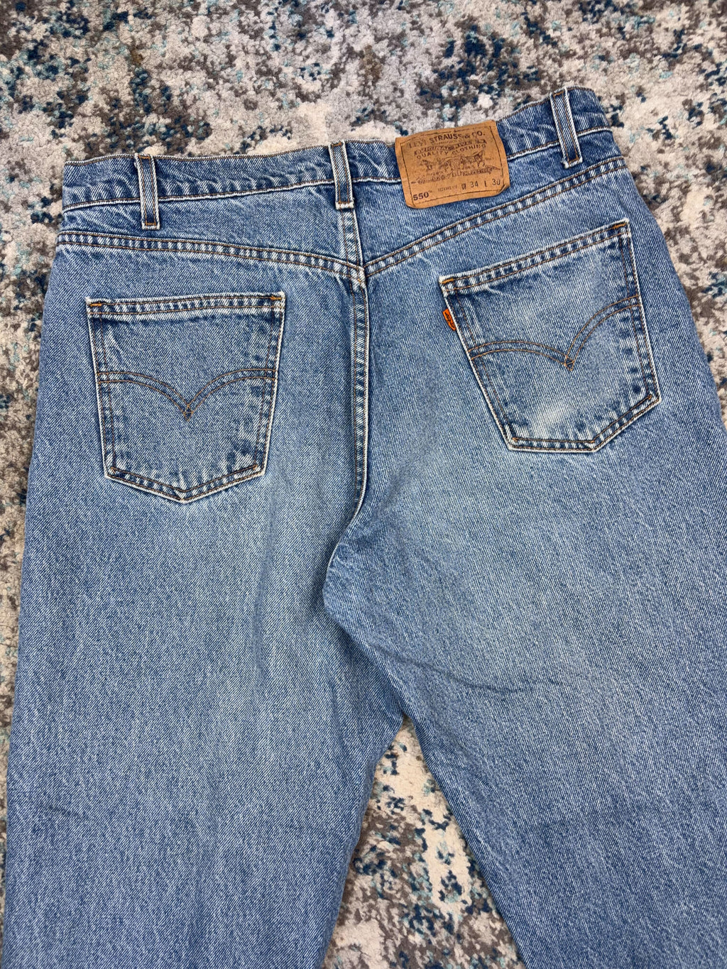 Vintage 90s Levis 550 Orange Tab Medium Wash Denim Pants Size 32