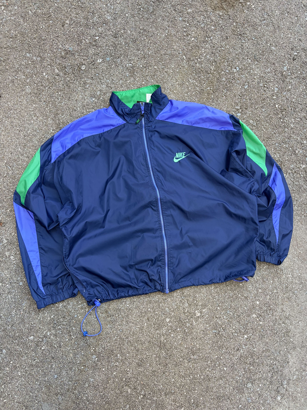 Vintage Nike Embroidered Swoosh Spellout Sleeve Block Windbreaker Jacket Size Large