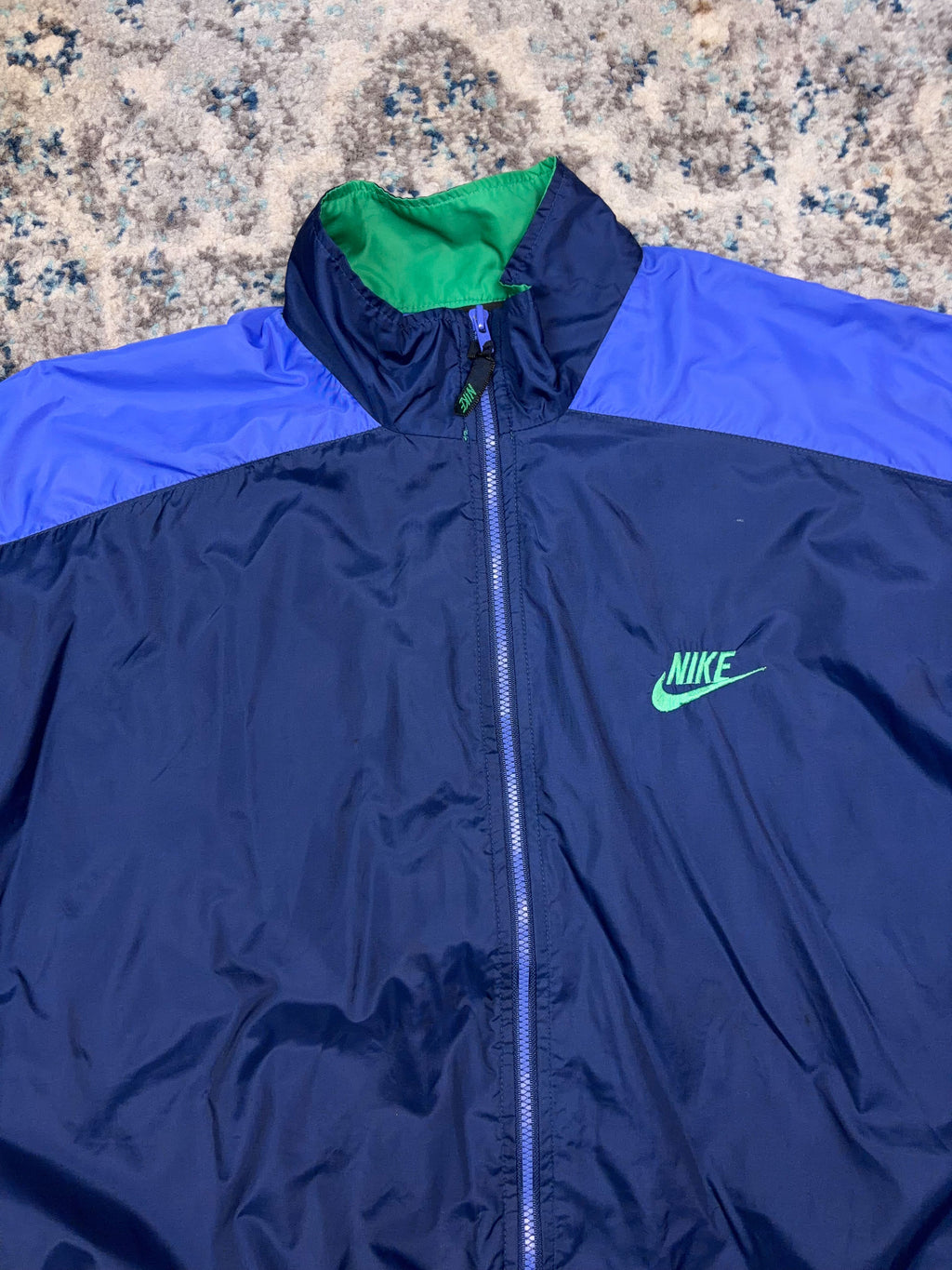 Vintage Nike Embroidered Swoosh Spellout Sleeve Block Windbreaker Jacket Size Large