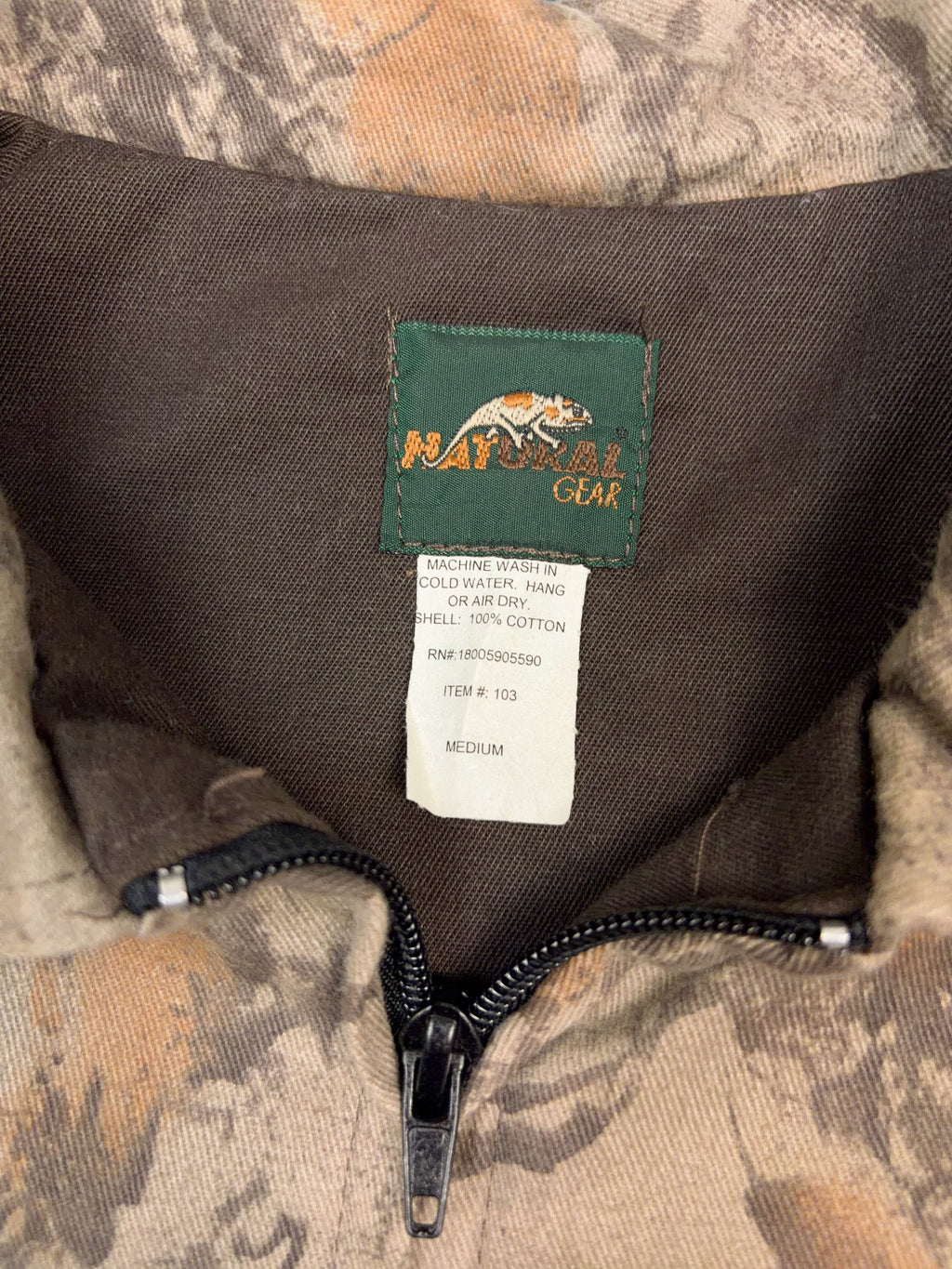 Vintage Natural Gear Tree Camo Full Zip Hunting Jacket Size Medium