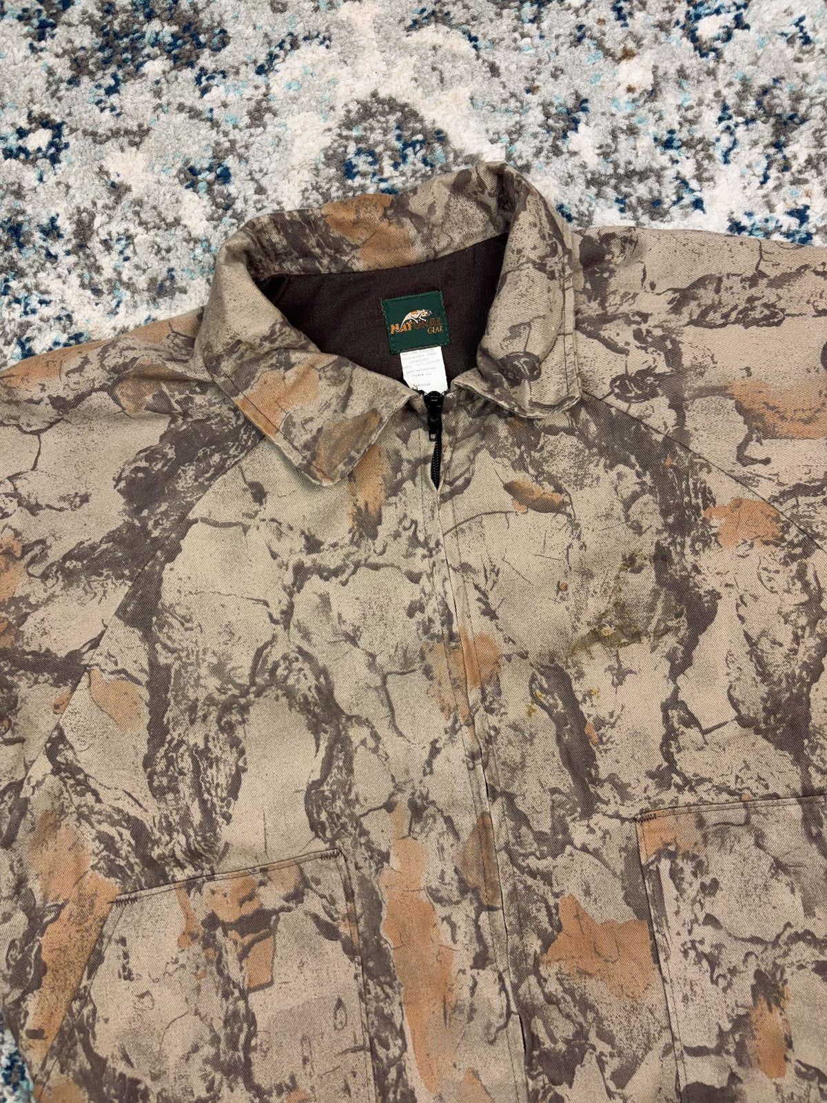 Vintage Natural Gear Tree Camo Full Zip Hunting Jacket Size Medium