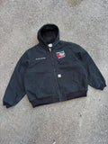 Vintage Carhartt Quilted Lined Canvas Workwear Hooded Active Bomber Jacket Size 2XL
